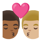 Google(Android) Kiss: Man, Man, Medium-Dark Skin Tone, Medium-Light Skin Tone Emoji