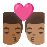 Google(Android) Kiss: Man, Man, Medium-Dark Skin Tone, Medium Skin Tone Emoji