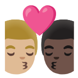 Google(Android) Kiss: Man, Man, Medium-Light Skin Tone, Dark Skin Tone Emoji