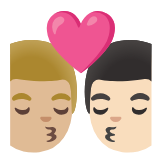 Google(Android) Kiss: Man, Man, Medium-Light Skin Tone, Light Skin Tone Emoji