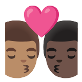 Google(Android) Kiss: Man, Man, Medium Skin Tone, Dark Skin Tone Emoji