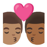 Google(Android) Kiss: Man, Man, Medium Skin Tone, Medium-Dark Skin Tone Emoji