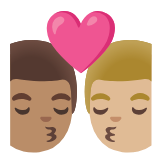 Google(Android) Kiss: Man, Man, Medium Skin Tone, Medium-Light Skin Tone Emoji