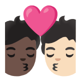 Google(Android) Kiss: Person, Person, Dark Skin Tone, Light Skin Tone Emoji