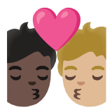 Google(Android) Kiss: Person, Person, Dark Skin Tone, Medium-Light Skin Tone Emoji