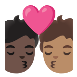 Google(Android) Kiss: Person, Person, Dark Skin Tone, Medium Skin Tone Emoji