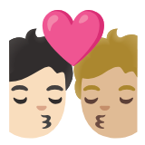 Google(Android) Kiss: Person, Person, Light Skin Tone, Medium-Light Skin Tone Emoji