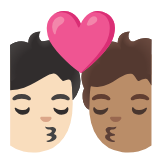 Google(Android) Kiss: Person, Person, Light Skin Tone, Medium Skin Tone Emoji