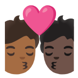 Google(Android) Kiss: Person, Person, Medium-Dark Skin Tone, Dark Skin Tone Emoji