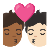 Google(Android) Kiss: Person, Person, Medium-Dark Skin Tone, Light Skin Tone Emoji