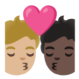 Google(Android) Kiss: Person, Person, Medium-Light Skin Tone, Dark Skin Tone Emoji