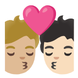 Google(Android) Kiss: Person, Person, Medium-Light Skin Tone, Light Skin Tone Emoji