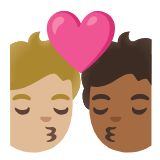 Google(Android) Kiss: Person, Person, Medium-Light Skin Tone, Medium-Dark Skin Tone Emoji