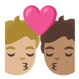 Google(Android) Kiss: Person, Person, Medium-Light Skin Tone, Medium Skin Tone Emoji