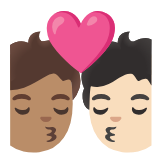 Google(Android) Kiss: Person, Person, Medium Skin Tone, Light Skin Tone Emoji