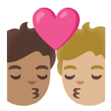 Google(Android) Kiss: Person, Person, Medium Skin Tone, Medium-Light Skin Tone Emoji