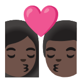 Google(Android) Kiss: Woman, Man, Dark Skin Tone Emoji