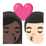 Google(Android) Kiss: Woman, Man, Dark Skin Tone, Light Skin Tone Emoji