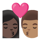 Google(Android) Kiss: Woman, Man, Dark Skin Tone, Medium Skin Tone Emoji