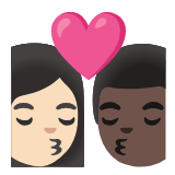 Google(Android) Kiss: Woman, Man, Light Skin Tone, Dark Skin Tone Emoji