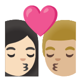 Google(Android) Kiss: Woman, Man, Light Skin Tone, Medium-Light Skin Tone Emoji