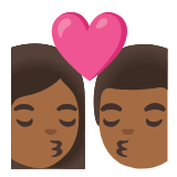 Google(Android) Kiss: Woman, Man, Medium-Dark Skin Tone Emoji