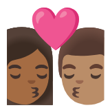 Google(Android) Kiss: Woman, Man, Medium-Dark Skin Tone, Medium Skin Tone Emoji