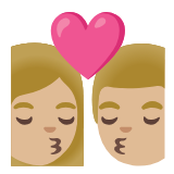 Google(Android) Kiss: Woman, Man, Medium-Light Skin Tone Emoji