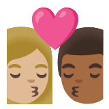 Google(Android) Kiss: Woman, Man, Medium-Light Skin Tone, Medium-Dark Skin Tone Emoji