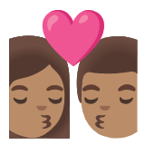 Google(Android) Kiss: Woman, Man, Medium Skin Tone Emoji