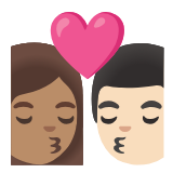 Google(Android) Kiss: Woman, Man, Medium Skin Tone, Light Skin Tone Emoji