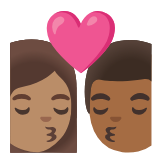 Google(Android) Kiss: Woman, Man, Medium Skin Tone, Medium-Dark Skin Tone Emoji