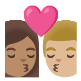 Google(Android) Kiss: Woman, Man, Medium Skin Tone, Medium-Light Skin Tone Emoji