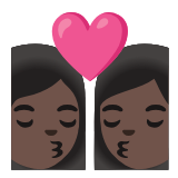 Google(Android) Kiss: Woman, Woman, Dark Skin Tone Emoji