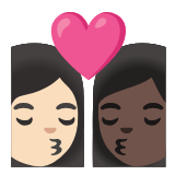 Google(Android) Kiss: Woman, Woman, Light Skin Tone, Dark Skin Tone Emoji