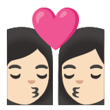 Google(Android) Kiss: Woman, Woman, Light Skin Tone Emoji