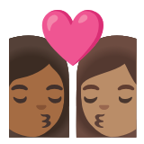 Google(Android) Kiss: Woman, Woman, Medium-Dark Skin Tone, Medium Skin Tone Emoji