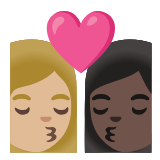 Google(Android) Kiss: Woman, Woman, Medium-Light Skin Tone, Dark Skin Tone Emoji