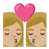 Google(Android) Kiss: Woman, Woman, Medium-Light Skin Tone Emoji