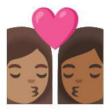 Google(Android) Kiss: Woman, Woman, Medium Skin Tone, Medium-Dark Skin Tone Emoji