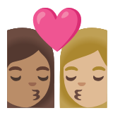 Google(Android) Kiss: Woman, Woman, Medium Skin Tone, Medium-Light Skin Tone Emoji