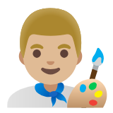 Google(Android) Man Artist: Medium-Light Skin Tone Emoji