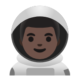 Google(Android) Man Astronaut: Dark Skin Tone Emoji