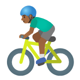 Google(Android) Man Biking: Medium-Dark Skin Tone Emoji