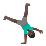 Google(Android) Man Cartwheeling: Dark Skin Tone Emoji