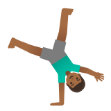 Google(Android) Man Cartwheeling: Medium-Dark Skin Tone Emoji