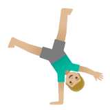 Google(Android) Man Cartwheeling: Medium-Light Skin Tone Emoji