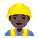 Google(Android) Man Construction Worker: Dark Skin Tone Emoji