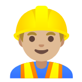 Google(Android) Man Construction Worker: Medium-Light Skin Tone Emoji