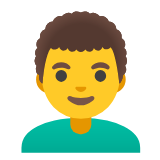 Google(Android) Man: Curly Hair Emoji